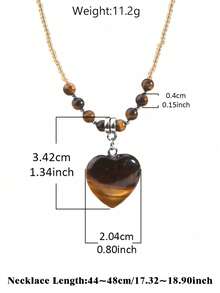 1 件心形蘑菇吊坠项链，适合女士女孩情侣款，天然石，透明水晶，玫瑰石英，紫水晶，虎眼玻璃，水晶珠，颈链，情侣款，情人节新年珠宝礼物，妈妈，母亲节，礼物 - 心形項鍊 - 查看 8