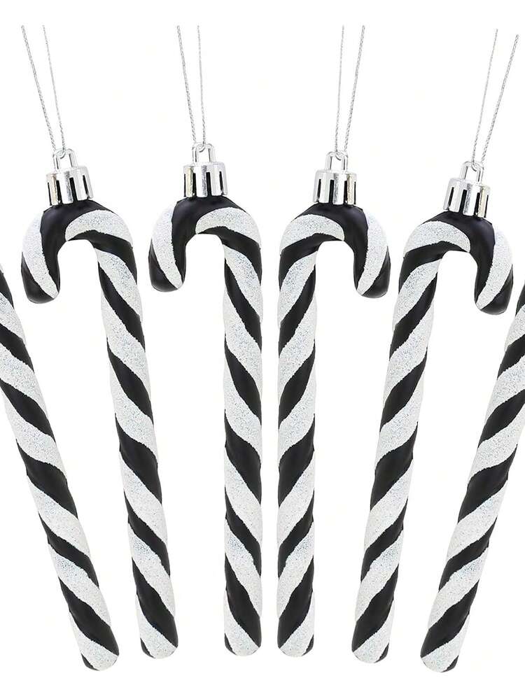 12pcs-Black Glitter Crutches Christmas Tree Ornaments Christmas Home Decoration Christmas Gifts 5.5 Inch Holiday Decoration Plastic Crutch Pendant Christmas Decoration Pendant,Glitter Candy Cane Christmas Tree Decorations,Black Christmas Decorations