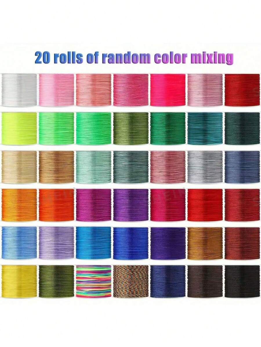 1 Set 20 Rolls Chinese Rope 0.8mm, Random Mixed Color Nylon Thread, Suitable For DIY Bracelets, Necklaces, Beaded Jewelry, Accessories, Materials