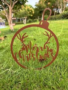 Zardzewiałe metalowe paliki ogrodowe w kształcie Świętego Mikołaja, Bałwana, Dzwonka i Skarpety – rustykalne dekoracje świąteczne na zewnątrz, do montażu na podłodze, w modnym stylu, nie wymagają prądu ani baterii