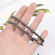 1pc Women's Black Cholesterol Magnetic Anklet, Bohemian Style Beaded Anklet, Yoga Sport Stretch Black And Color Anklet, Suitable For Everyday Wear Gift - 黑色 - 查看 5