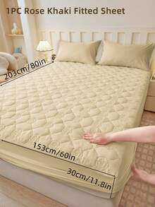 1pc Fitted Sheet, Bedding, Bed Sheet, Waterproof  Fitted Sheet, Skin-Friendly Mattress Cover, Soft And Comfortable Bedding For Bedroom, Room Decor, Halloween Decor, Christmas Decoration, 11.8 Inch Deep Pocket Cooling Breathable Quilted Fitted Sheet For All Seasons, For Single, Twin, Full, Queen And King Size, Solid Color Mattress Protective Cover, Dustproof, Comfortable And Machine Washable - 彩色 - 查看 152