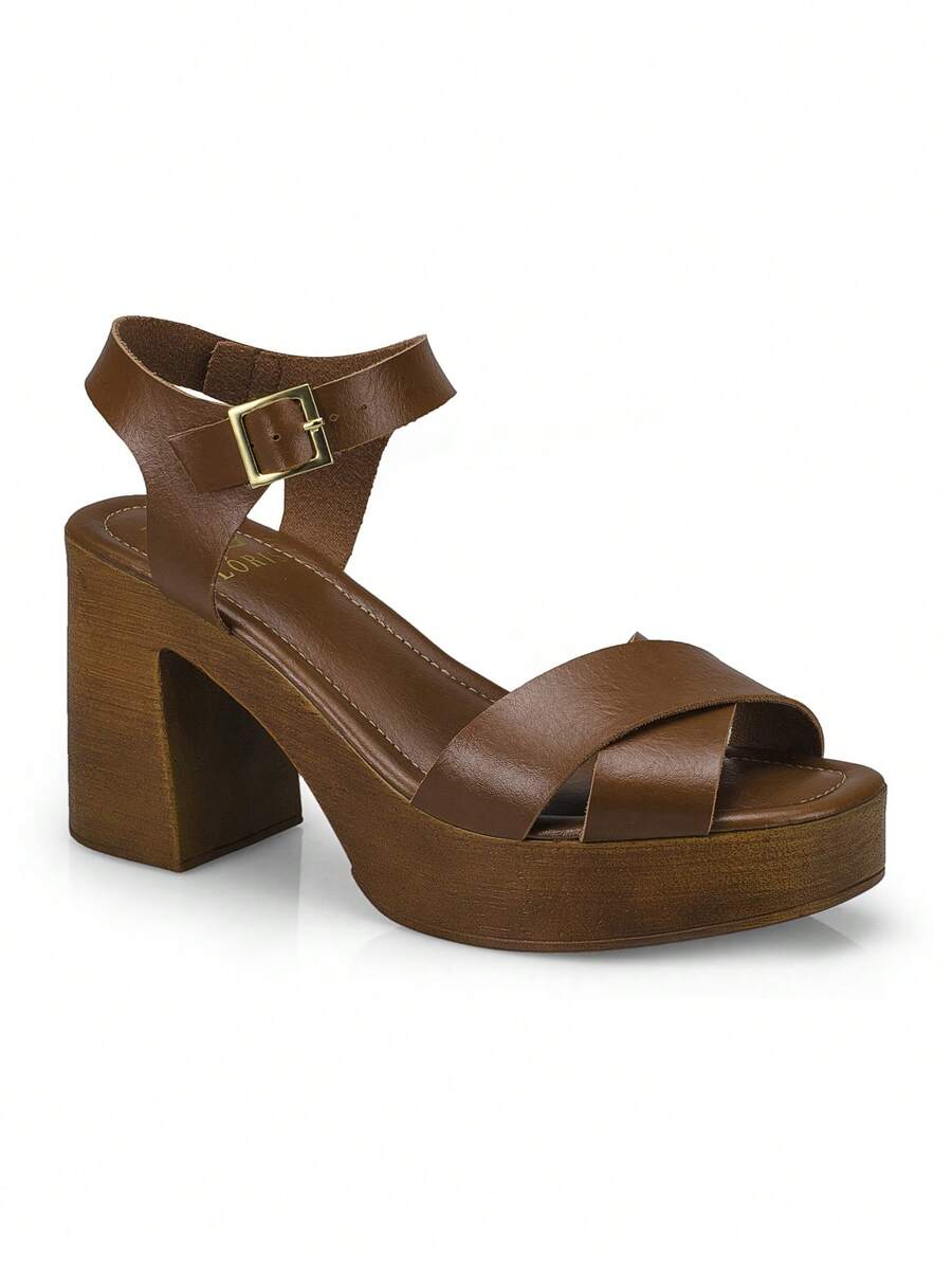 Loris Shoes Oficial Women's Clogs Buckle Sandal With Thick Block High Heel Wood 007-013 - Lạc đà - Xem 1