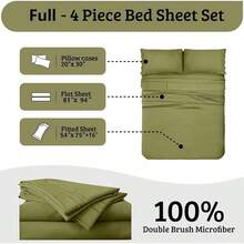 Sheet Set, Luxury 1800TC Double Brushed Microfiber Bed Sheets Size Bed, Soft, Deep Pocket, Shrinkage And Fade Resistant, 4PC (), Holiday Bedding - Cây xô thơm xanh - Xem 7