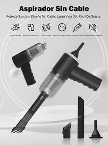 Aspiradora mini 6 en 1, alta potencia, súper succión, batería de litio recargable de ultra alta duración, aspiradora portátil imprescindible para vacaciones, veranos y viajes, aspiradoras para recolección de polvo, aspiración, inflado y otras funciones. - Negro - Ver 4