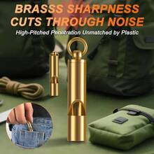 Brass Emergency Whistles 2 Pack With -Free Lanyard - Pealess Safety Whistle Survival Loud Blast For Kayak Life Vest, Boating, Camping Hiking, Hunting, Adults - Default - View 7