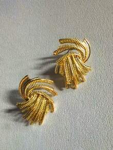 1 pereche de cercei eleganți din aur cu design de artificii, potriviți pentru sărbători, purtare zilnică și cadou pentru prieteni