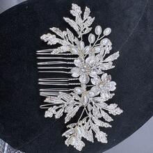 1件新娘合金水晶发梳头饰，金银色新娘发饰，适合婚礼、派对、正式场合及情人节配饰 - 銀色 - 查看 12