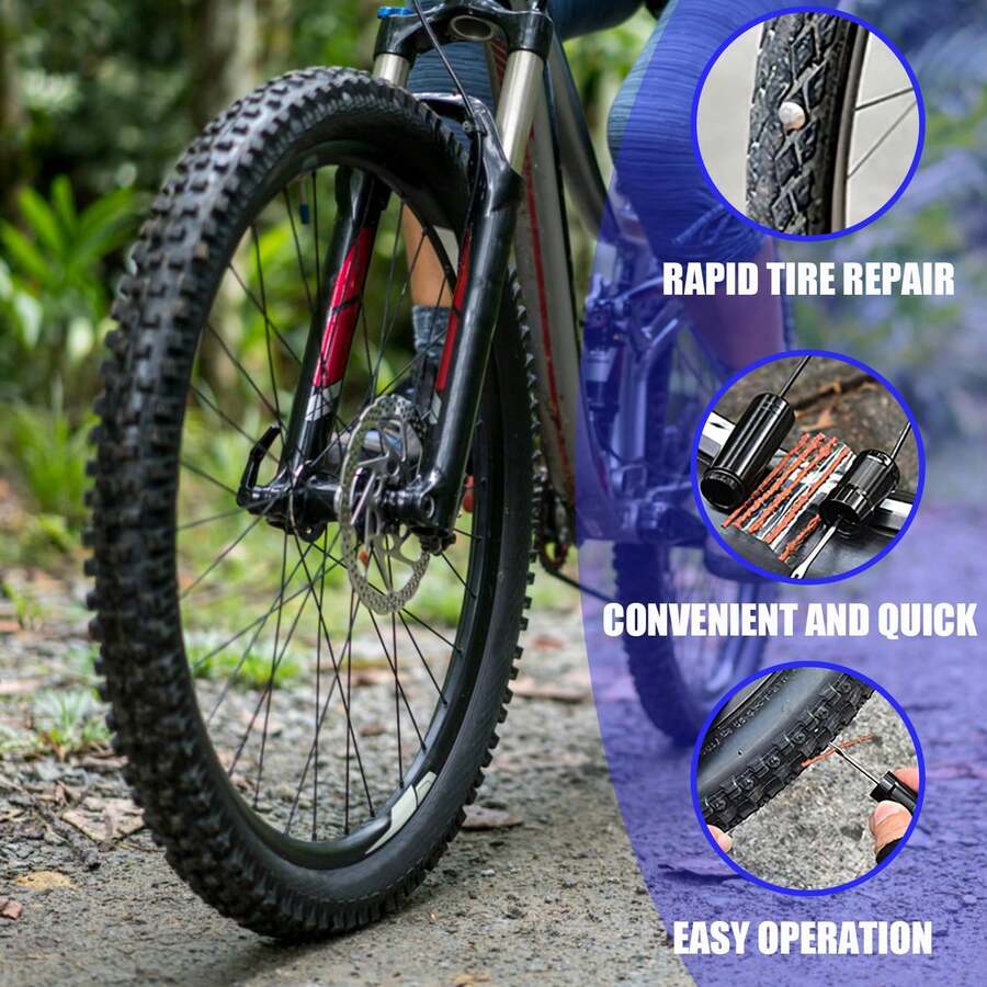 Fahrrad Reifenreparatur-Set für Notfälle, tragbares Gummi-Reparaturset mit Flickschnüren für Fahrrad, Motorrad, Zubehör, langanhaltend, verschleißfestes Werkzeug für schnelle Reifenreparaturen