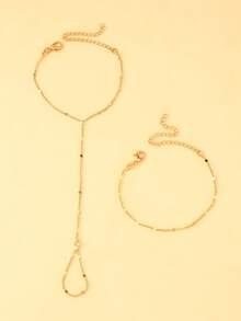 1件优雅欧美风格金色链条指环手链，女士派对及节日礼物 - 彩色 - 查看 3