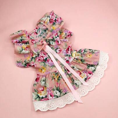 Spring/Summer New Princess Floral Dress Jumper For Dogs, Suitable For Teddy, Poodle, Small Dogs & Cats