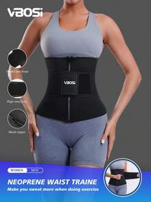 VBOSI 1 件氯丁橡胶拉链腰部支撑带 - 可调节压缩腹带，适用于男女健身配件 - 黑色 - 查看 1