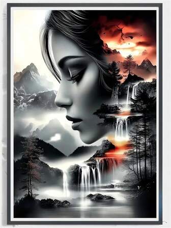 5D Diamond Painting Kit - Elegant Woman Portrait, Acrylic Mosaic DIY Wall Art For Office, Bedroom, Living Room, Gift