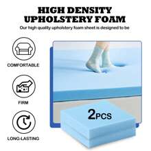 2 cojines de espuma elástica de alta densidad de color azul, cojines para sofá, silla de ruedas, reemplazo de tapetes para muebles interiores y exteriores, en múltiples tamaños, accesorios de tapicería moderna de asiento cómodo, material suave para cojín de asiento