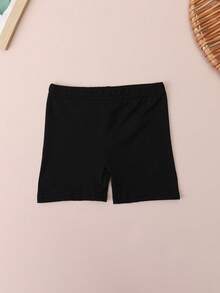 Set de 3 shorts básicos de unicolor de para niñas, leggings casuales para niñas pequeñas, esencial para todas las temporadas - Negro - Ver 5