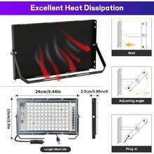 50/96/144/216颗LED紫外线黑光灯，385-400nm紫外线，金属紫外线泛光灯，5V+USB供电+开关控制，适用于荧光派对、圣诞节、万圣节、人体彩绘、荧光艺术、节日和霓虹装饰 - UV紫光燈 - 查看 6