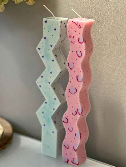 2pcs/Set 3D Creative Wave & Bar Shaped Silicone Candle Mold, DIY Irregular Pillar Scented Candle Handmade Wave Candle Injection Mold, Home Decor Tabletop Decoration