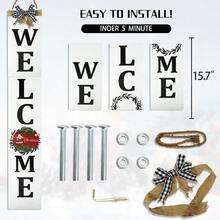 Welcome Sign For Front Porch 47inchWooden Interchangeable Vertical Home Wall Decor Standing And Hanging Farmhouse Outdoor Indoor Decor Welcome Door Sign For Fall Harvest Halloween Christmas