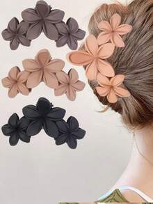 2 pezzi Eleganti fermagli per capelli floreali - Fermagli per capelli di grandi dimensioni opachi, design di fermagli per capelli floreali neri e marrone scuro, adatti come accessori per abbigliamento autunnale/invernale da donna, fermagli per capelli carini, versatili per vari stili di acconciatura, fermagli per capelli resistenti con finitura lucida, accessori per capelli Fermagli a pinza eleganti per capelli invernali