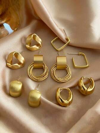 1 Set Minimalist Chic Metal Triangle Geometric Stud Earrings, Elegant Vintage Petite Earring Set, Suitable For Women's Daily And Holiday Wear