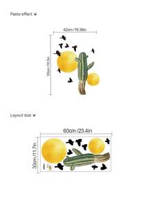 1/2pcs Multi-Size PVC Self-Adhesive Removable Wall Stickers, Minimalist Cactus, Potted Plants, Bird Of Paradise, Succulent Decor Stickers, Suitable For Bedroom, Living Room, Study, Dining Room, Bathroom, Home Wall Decor
