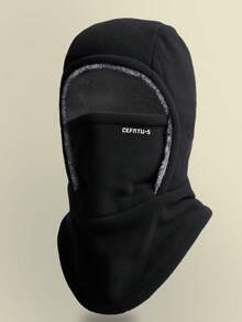 Unisex Pullover Hat With Face Mask, Outdoor Windproof Warm Thermal Lined Neck Cover, Solid Color, Autumn/Winter - A - View 12