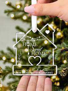 New Home Christmas Ornament,Sweet Home Acrylic Ornament, New Home, New Beginning, New Memories, Christmas Home Hanging Ornament, Moving House Gift For Family, House Warming Gifts, Christmas Holiday Party Decoration, Christmas Tree Ornament Home Decor Christmas Decorations Room Decor