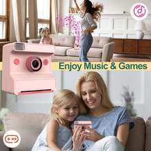 儿童相机即时打印套装，儿童即时打印相机，1080P高清数码相机，相机套装，便携式玩具，含3卷打印纸，圣诞节、生日和新年礼物，适合3-12岁男孩女孩的理想儿童玩具礼物 - 多色 - 查看 12
