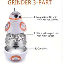 Star Wars 1个正版星球大战迷你BB-8机器人，采用独特的研磨器设计，是圣诞节和万圣节的完美礼物，也可用作厨房配件、家居装饰、汽车摆件，是情人节的理想之选，也是圣诞节的最佳选择。 - 彩色 - 查看 4