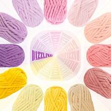 1 Skein 50g, Soft & Comfortable Chenille Yarn With Lurex, Thick Chenille Yarn, Fuzzy Yarn, Yarn Length Approx. 59m, Diameter Approx. 4.5mm, Suitable For Knitting Dolls, Bags, Scarves, Hats, Blankets (Waistband Random) - Multicolor - View 2