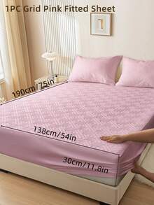 1pc Fitted Sheet, Bedding, Bed Sheet, Waterproof  Fitted Sheet, Skin-Friendly Mattress Cover, Soft And Comfortable Bedding For Bedroom, Room Decor, Halloween Decor, Christmas Decoration, 11.8 Inch Deep Pocket Cooling Breathable Quilted Fitted Sheet For All Seasons, For Single, Twin, Full, Queen And King Size, Solid Color Mattress Protective Cover, Dustproof, Comfortable And Machine Washable - 彩色 - 查看 54