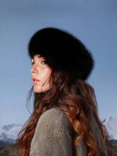1 pieza de sombrero de piel de conejo falsa sin parte superior, adecuado para mujeres, cálido y de moda, apropiado para usar en otoño e invierno