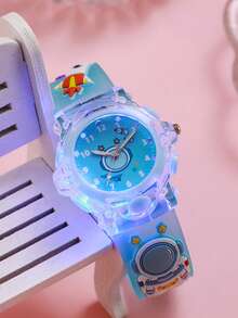 1 件 3D 可爱独角兽硅胶夜光石英手表，适合校园、生日、万圣节、返校 - 藍色 - 查看 2