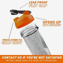 HELIMIX 2.0 Vortex Blender Shaker Bottle Holds Upto 28oz |   No Blending Ball Or Whisk |   USA Made |   Portable Pre Workout Whey Protein Drink Shaker Cup |   Mixes Cocktails Smoothies Shakes |   Top Rack - 橘色 - 查看 6
