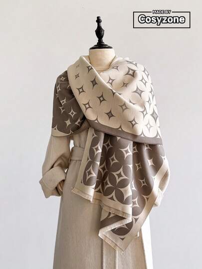 1 st. varm halsduk i konstkashmir, minimalistisk och elegant med stjärnmönster och jacquard, lämplig för kvinnor, luftkonditionerat rum, höst/vinter, moderiktig, mångsidig, halsvärmare, resor, dekorativ sjal, present till klänning