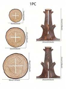 1 Piece Wood Grain Rustic Style Decorative Cake Stand, Cake Stand Multi-Tier Cake Tray, Suitable For Party Birthday, Wedding Halloween Festival Table DIY Cake Decoration Party Supplies Cake Decoration, Food Tray - Multicolor - View 4