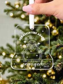 The Year We Got Engaged 2025, Christmas Acrylic Ornament,Bridal Wedding Decorations, Engaged Ring Couple Ornament, Romantic Couple Gifts, Engaged Couples Gifts, Christmas Tree Hanging Ornament,Wedding Home Ornament, Engagement Gifts For Couples 2025, Wedding Decor Newlywed Gift For Couples Home Decor Christmas Decorations Room Decor