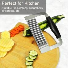 Heavy Duty Stainless Steel Wavy Potato Slicer, Wavy Cutting Chopping Tool With Wooden Handle, Suitable For Carrots & Vegetables - Multicolor - View 14