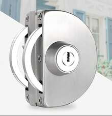 Serratura per armadietto in vetro in acciaio inox senza foratura con chiave, doppia porta scorrevole in vetro