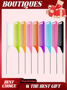 مشط ذيل مخروطي احترافي من قطعة واحدة إلى 7 قطع، مشط ذيل الفأر، مشط فرق الشعر، مشط ذيل من الفولاذ المقاوم للصدأ، مشط شعر مضاد للكهرباء الساكنة، مشط ضفيرة، مشط أسنان ناعمة لذيل الفأر، مشط تسليط الضوء، مشط متعدد الوظائف مناسب للشعر العادي