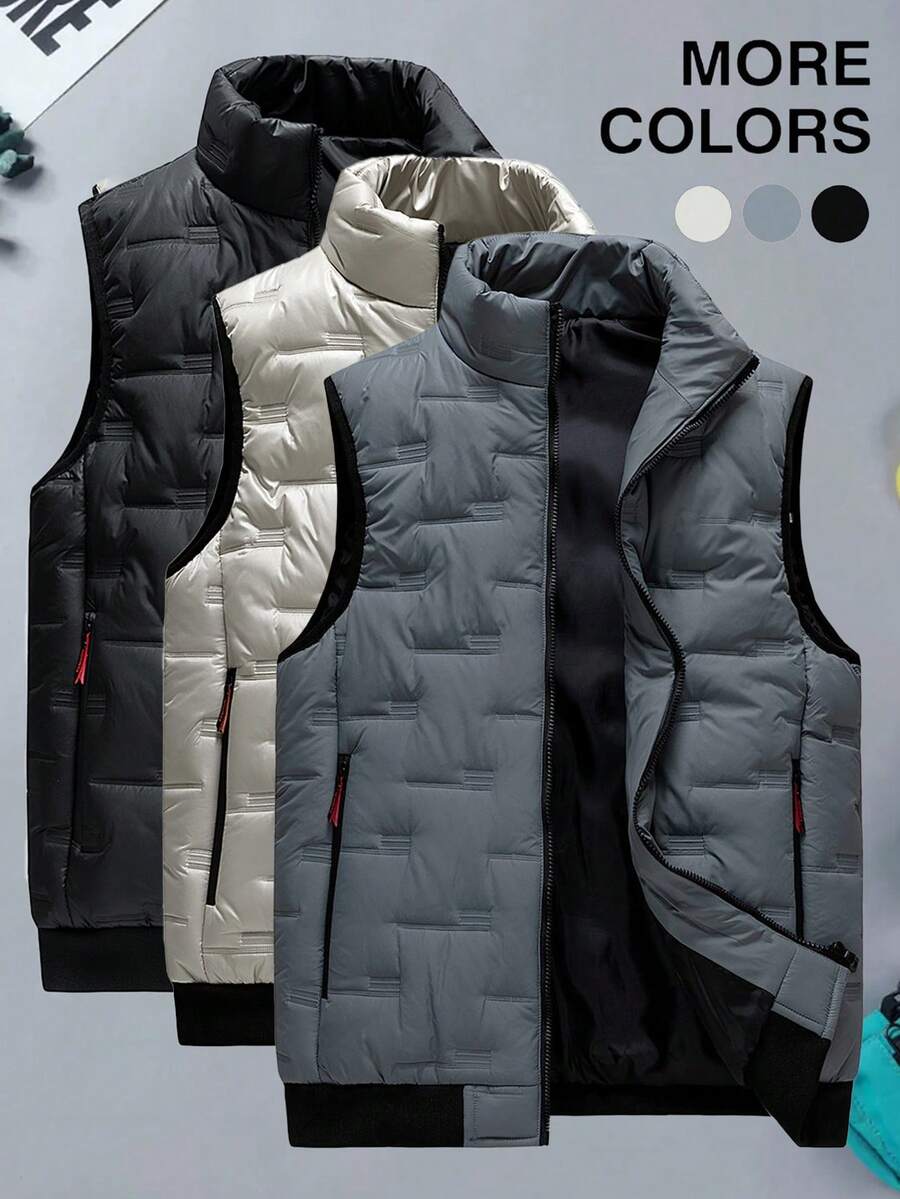 男士户外加厚保暖背心，带拉链口袋，休闲外套，情侣款，抓绒，冬季