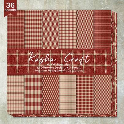 36 Sheets 6inch Deep Red Plaid Background Scrapbooking Paper, Suitable For Bullet Journals, Collages, Greeting Cards, Scrapbooks And Crafts, Winter Christmas