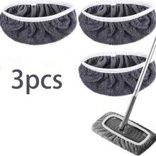 1/3/6片优质超细纤维拖把垫 - 长约25.4厘米，宽约11.5厘米，配有弹性可折叠可重复使用的拖把头，可水洗耐用的拖把布，适用于高效干湿清洁 - 彩色 - 查看 17