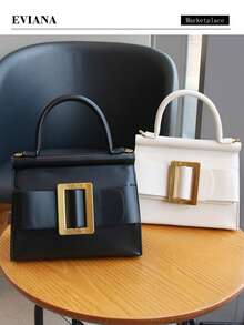 2025 New Retro Fashionable Square Bag, Lightweight Luxury Women's Handbag, Korean Style Chic Tote Bag, Shoulder & Crossbody Bag, Solid Color High-Quality Bag, Elegant Bow Decor Lock Design - 彩色 - 查看 1