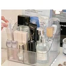 Cajas de almacenamiento de maquillaje de escritorio de estilo Ins de alta gama, transparentes y verdes, organizador de tocador de gran capacidad