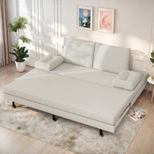 Sofá cama 2 en 1, 90/180*200 cm, extensible y plegable, sofá de salón, multifuncional, lino, blanco, gris