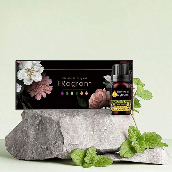 Set de aceites esenciales de 10ml/0.3oz, ideal para difusor, humidificador, elaboración de velas DIY, aire fresco, incluye lavanda, árbol de té, jazmín, romero, osmanto, flor de cerezo, regalo perfecto para las fiestas