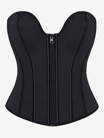 乳胶束身衣，钢骨束腰训练器，塑身束腰修剪器，双层胸部增强器，带三排钩和拉链，外穿骨束身衣，万圣节瘦身塑身衣