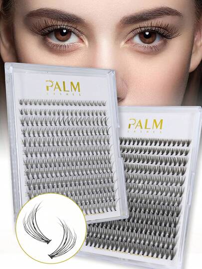 PALM LASHES 240pcs 10D Mixed Eyelash Extension D Curl Long Individual False Lashes Mink Lash Clusters Black (0.07D-8-16mm) Eyelash Clusters, Eyelash Clusters, Individual False Eyelashes, Eyelashes, False Eyelashes