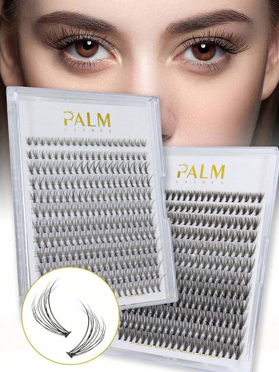 PALM LASHES 240 sợi mi giả dài, xoăn D, cỡ 10D, màu đen (0.07D-8-16mm) - Mi giả từng sợi, mi thật.